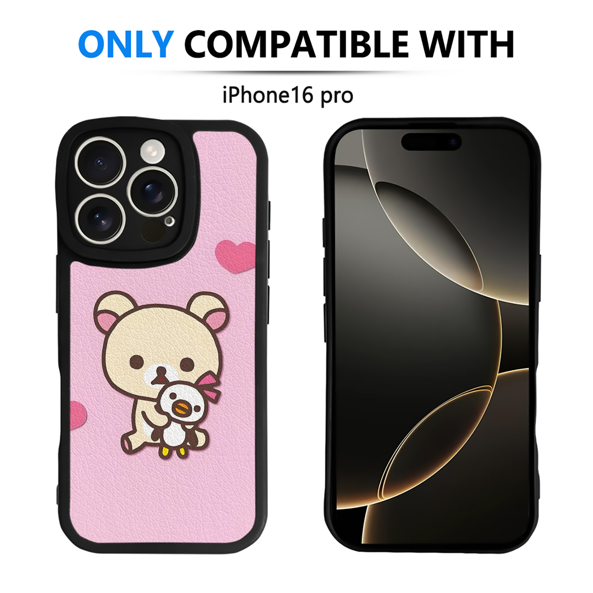 （画像用） リラックマ リラックマ キイロイトリ Rilakkuma Korilakkuma Kiiroitori 【iPhone 16シリーズ対応】シリコンスマホケース（レザー調） 材質：シリコン